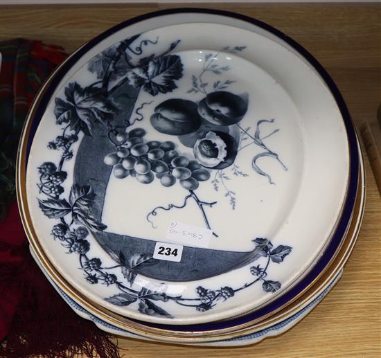 Three pottery venison dishes and a BWM & Co meat dish largest 23cm